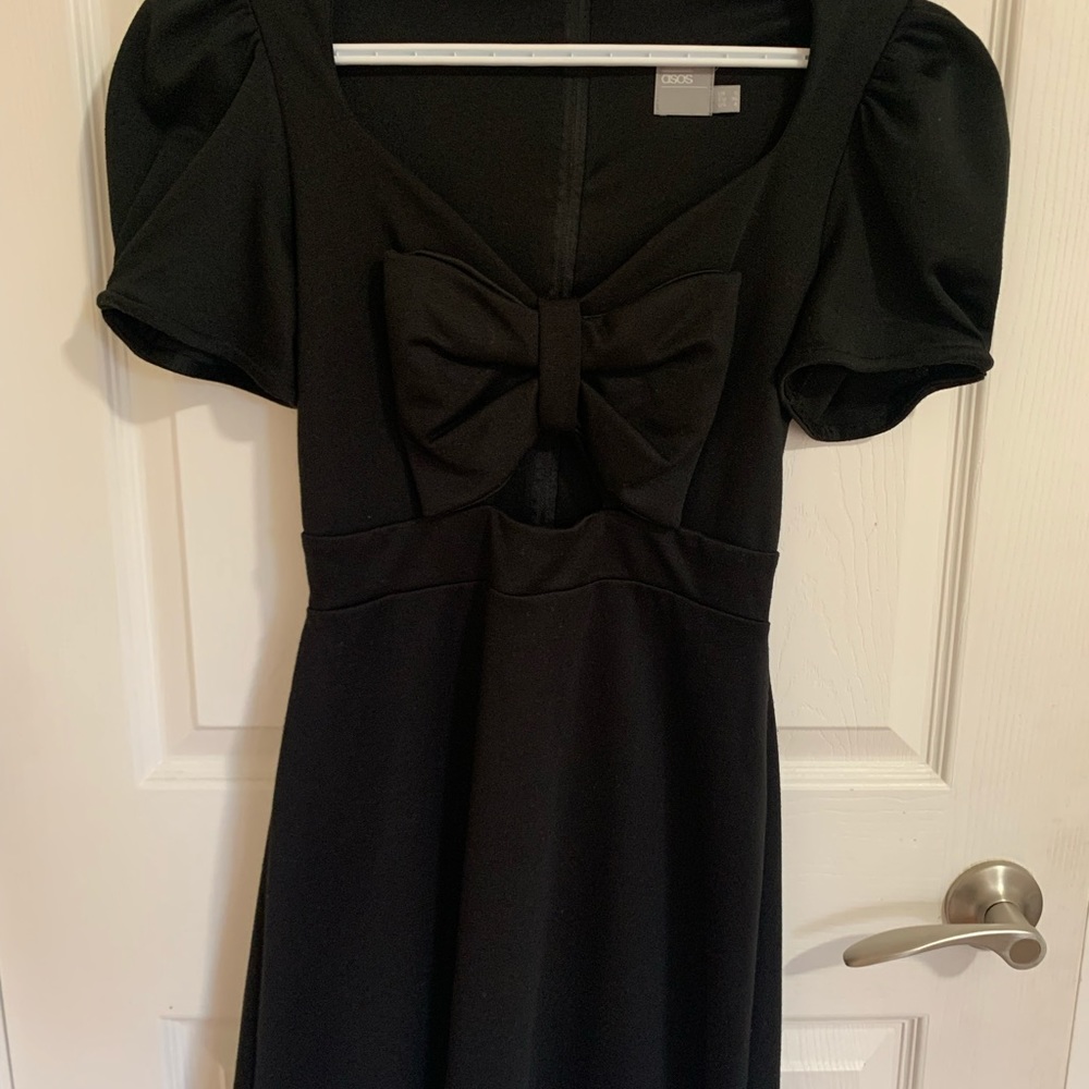 Black Asos dress with cutout and bow